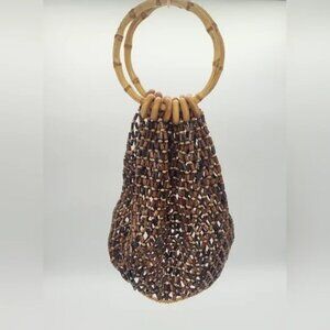 Wooden Beaded Beach Bag Tote bag summer bag Boho-style bag Wooden clutch